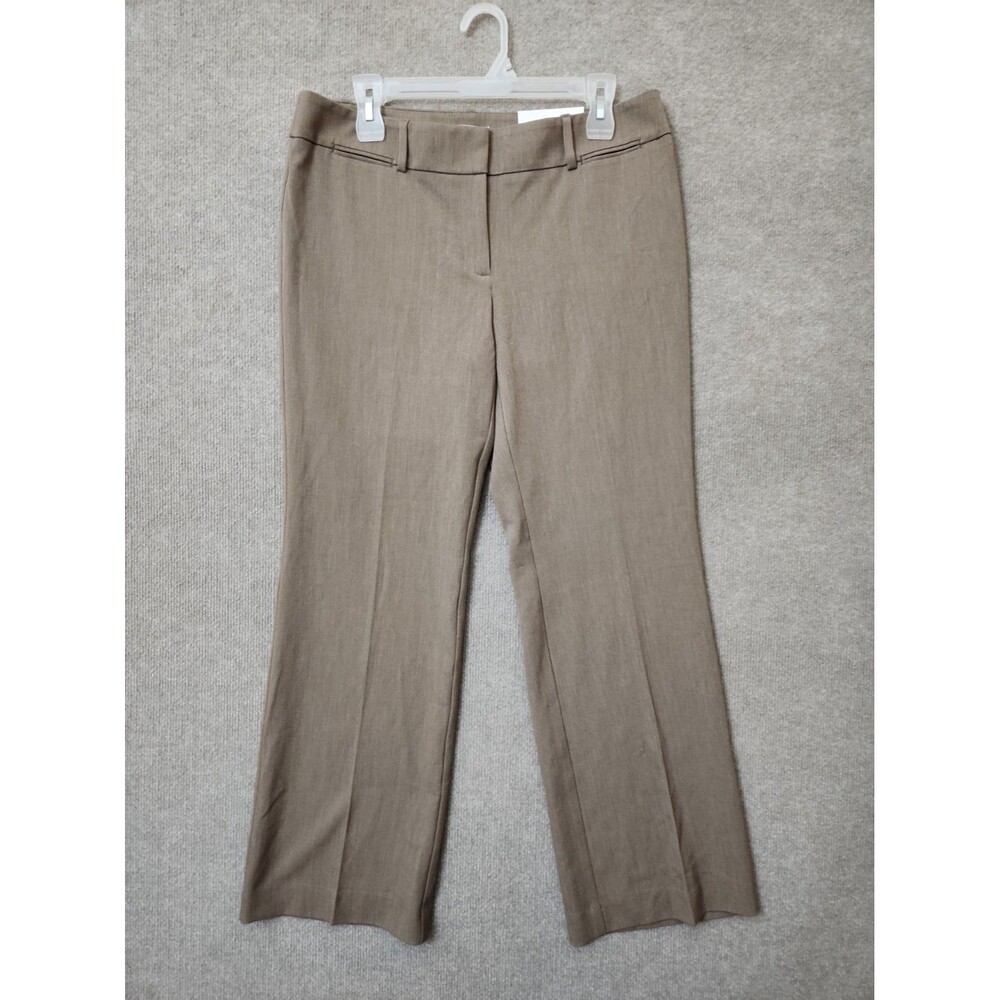 Ann Taylor Loft Straight Trouser Dress Pants Womens 10 Petite Brown Stretch NEW